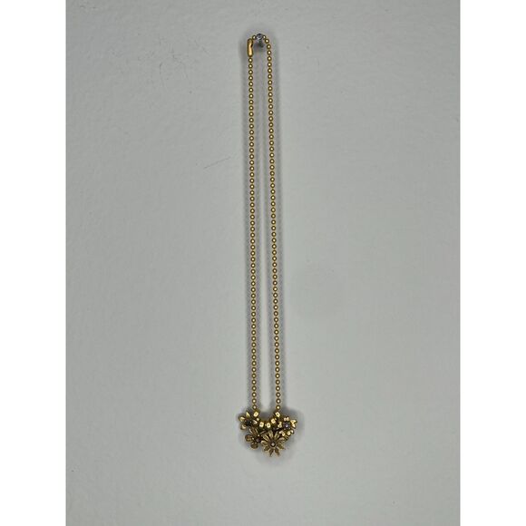 Gold Tone Flower Charm Necklace with Ball Chain - Boho Chic - Picture 1 of 3